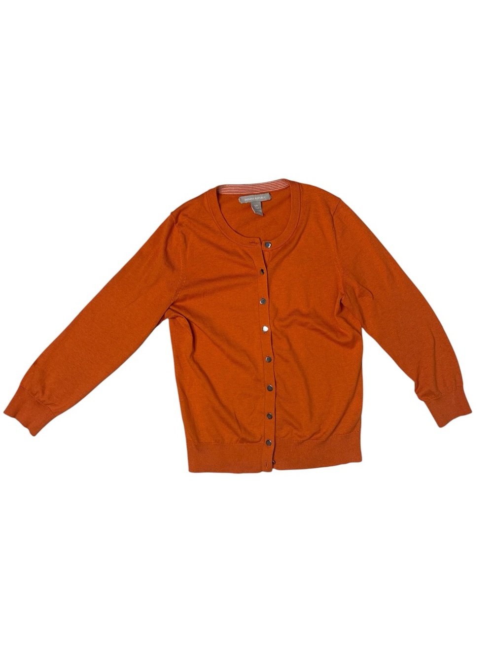 ⭐️ Banana Republic Classic Orange Crewneck Cardigan with tiny flaw- size Small